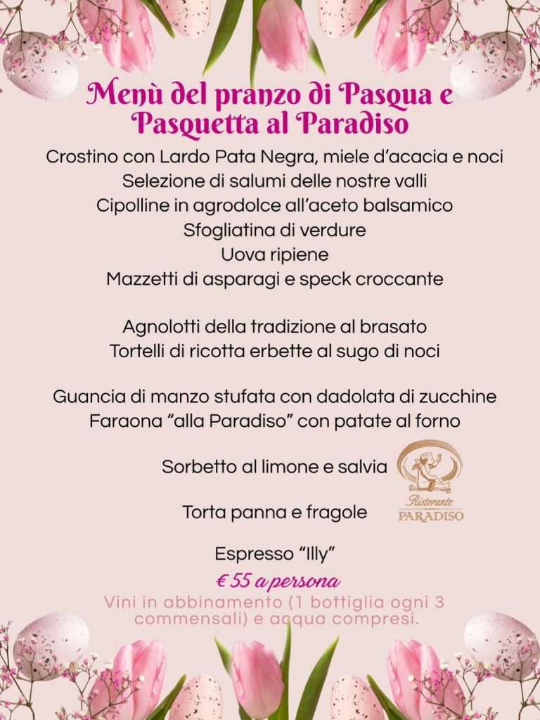 Menù del pranzo di Pasqua e Pasquetta 2026